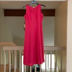 100% Pink Linen Sleeveless Dress